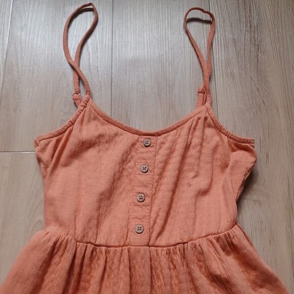 Roxy Beach Hangs Smocked Mini Dress Toasted Nut 90s GVC XS - Picture 8 of 16